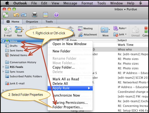 outlook for mac 2011 select folder for account